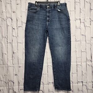 Lee Extreme Motion Mens Sz 40x32 Blue Straight Leg Relaxed Fit Jeans Distressed